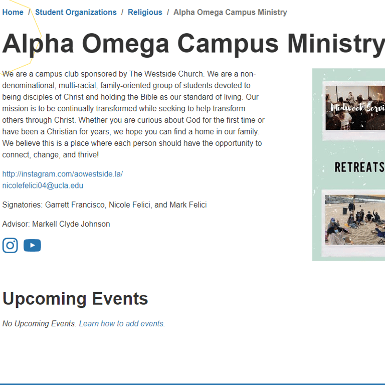 Christian Organization Near Me - Alpha Omega Campus Ministry at UCLA